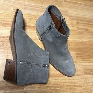 Coach grey suede ankle zipper boots.
